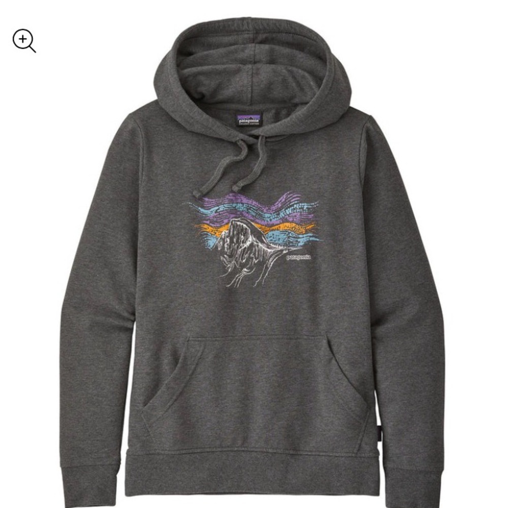 Patagonia Mountain Half Dome Line Graphic Pullover Hoodie Charcoal Grey Women’s